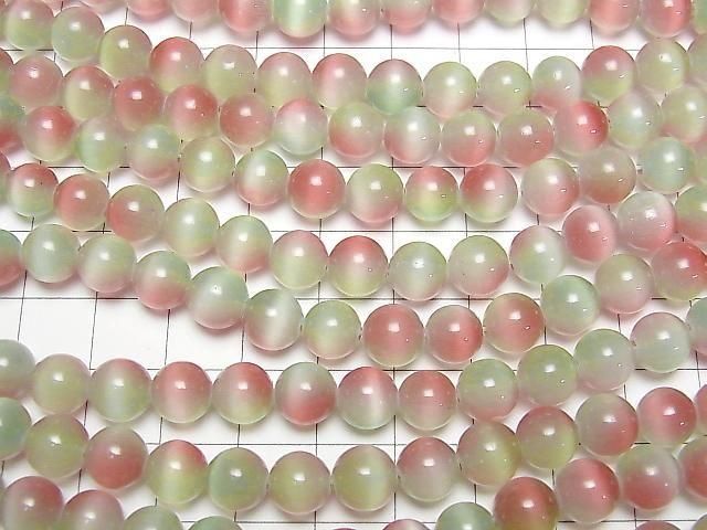 [Video] Green x Red Cat's Eye Round 8mm 1strand beads (approx. 14 inches/34 cm)