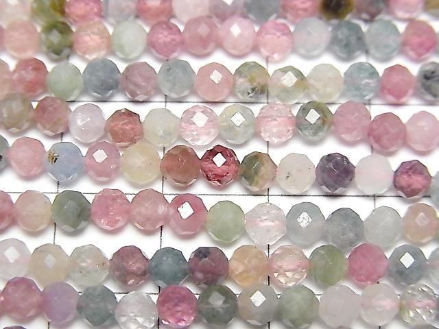 [Video] High Quality! Multicolor Tourmaline AA++ Faceted Round 4mm half or 1strand beads (approx. 15 inches/36 cm)