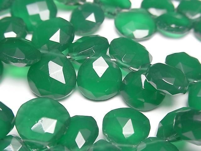 [Video] High Quality Green Onyx AAA Chestnut Faceted Briolette 1strand beads (approx. 7 inches/17 cm)