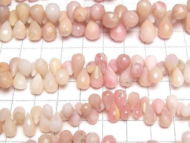 [Video] Pink Opal AA+ Drop Faceted Briolette 1strand beads (approx. 7 inches/18 cm)