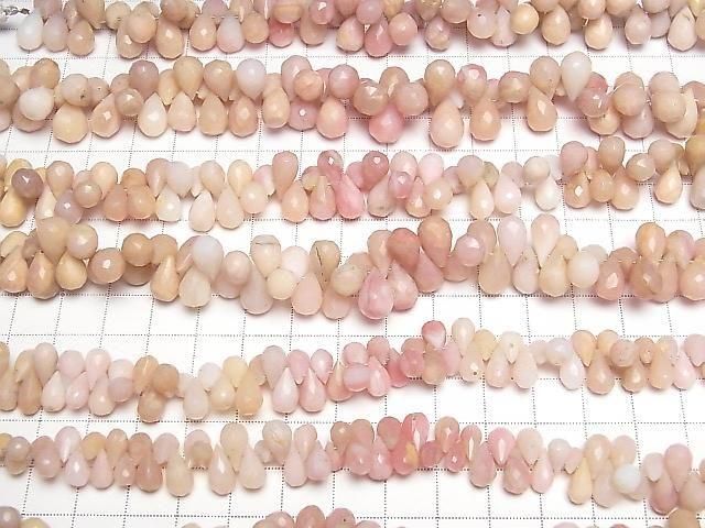 [Video] Pink Opal AA+ Drop Faceted Briolette 1strand beads (approx. 7 inches/18 cm)