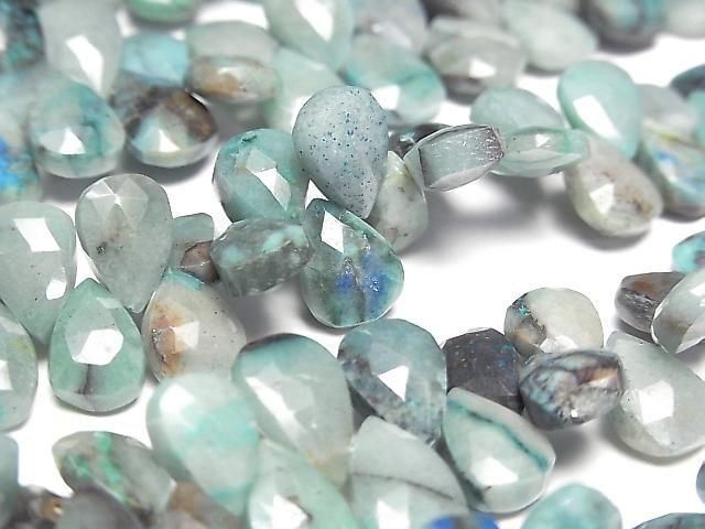 [Video] Chrysocolla AA++ Faceted Pear Shape [S size] 1 strand beads (approx. 7 inches/18 cm)