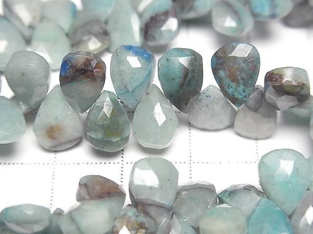 [Video] Chrysocolla AA++ Faceted Pear Shape [S size] 1 strand beads (approx. 7 inches/18 cm)