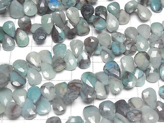 [Video] Chrysocolla AA++ Faceted Pear Shape [S size] 1 strand beads (approx. 7 inches/18 cm)