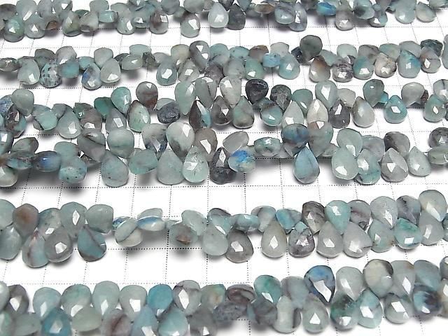 [Video] Chrysocolla AA++ Faceted Pear Shape [S size] 1 strand beads (approx. 7 inches/18 cm)