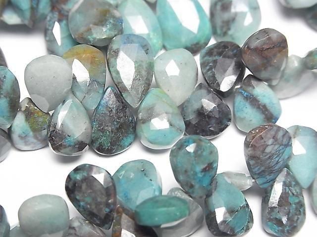 [Video] Chrysocolla AA++ Faceted Pear Shape [M size] 1 strand beads (approx. 7 inches/18 cm)