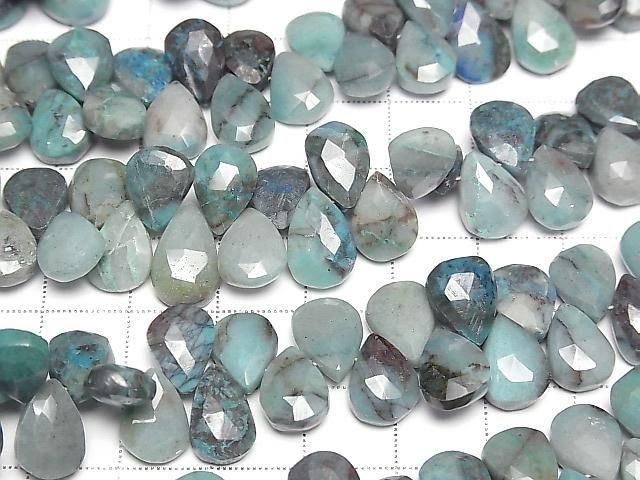 [Video] Chrysocolla AA++ Faceted Pear Shape [M size] 1 strand beads (approx. 7 inches/18 cm)