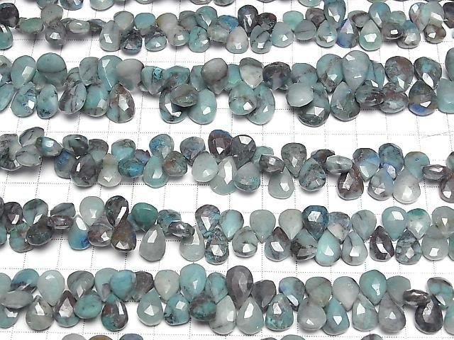 [Video] Chrysocolla AA++ Faceted Pear Shape [M size] 1 strand beads (approx. 7 inches/18 cm)