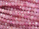 [Video] High Quality! Pink Tourmaline AA++ Faceted Button Rondelle 4x4x3mm half or 1strand beads (approx. 15inch/36cm)