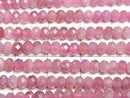 [Video] High Quality! Pink Tourmaline AA++ Faceted Button Rondelle 4x4x3mm half or 1strand beads (approx. 15inch/36cm)