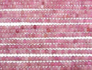 [Video] High Quality! Pink Tourmaline AA++ Faceted Button Rondelle 4x4x3mm half or 1strand beads (approx. 15inch/36cm)