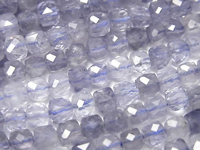 [Video] High Quality! Iolite AA++ Cube Shape 4x4x4mm [Light Color] Half or 1strand beads (approx. 15inch/36cm)