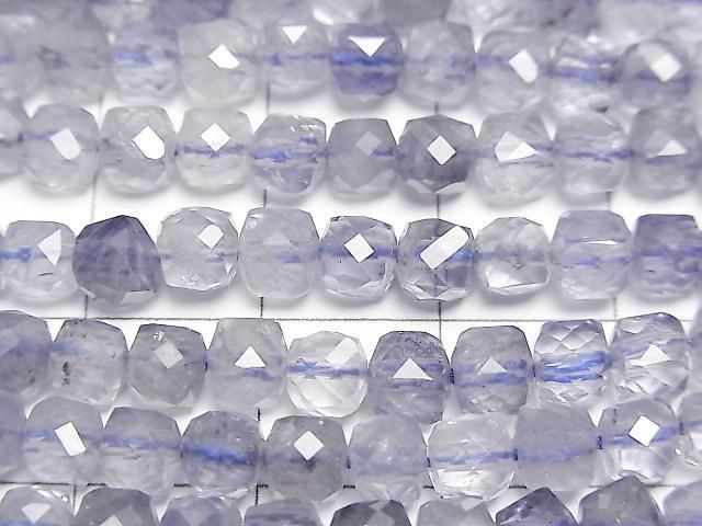 [Video] High Quality! Iolite AA++ Cube Shape 4x4x4mm [Light Color] Half or 1strand beads (approx. 15inch/36cm)