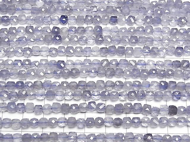[Video] High Quality! Iolite AA++ Cube Shape 4x4x4mm [Light Color] Half or 1strand beads (approx. 15inch/36cm)