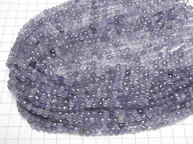[Video] High Quality! Iolite AA++ Cube Shape 4x4x4mm [Light Color] Half or 1strand beads (approx. 15inch/36cm)