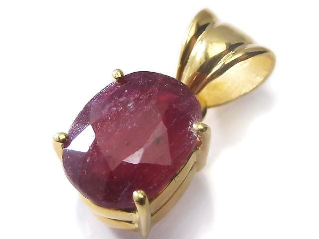 [Video][One of a kind] High Quality Ruby AAA- Faceted Pendant 18KGP NO.21