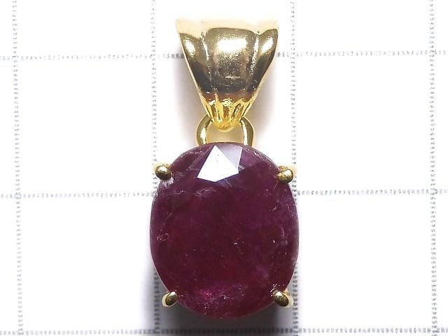 [Video][One of a kind] High Quality Ruby AAA- Faceted Pendant 18KGP NO.23
