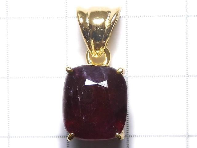 [Video][One of a kind] High Quality Ruby AAA- Faceted Pendant 18KGP NO.24