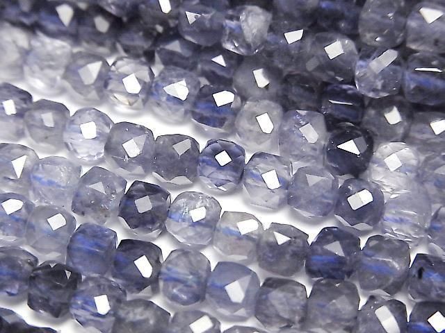 [Video] High Quality! Iolite AAA- Cube Shape 4x4x4mm half or 1strand beads (aprx.15inch/36cm)