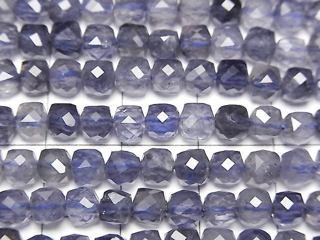 [Video] High Quality! Iolite AAA- Cube Shape 4x4x4mm half or 1strand beads (aprx.15inch/36cm)