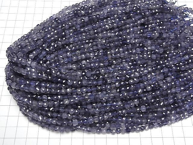 [Video] High Quality! Iolite AAA- Cube Shape 4x4x4mm half or 1strand beads (aprx.15inch/36cm)