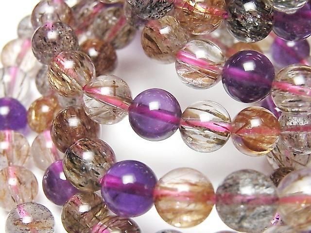 [Video] Amethyst x Mica in Quartz AAA Round 8mm Bracelet