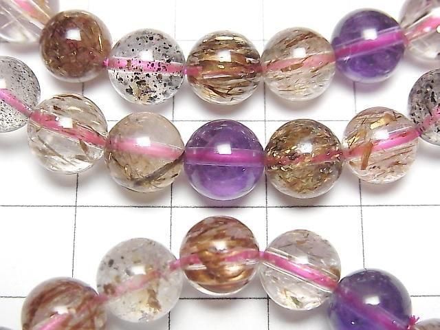 [Video] Amethyst x Mica in Quartz AAA Round 8mm Bracelet