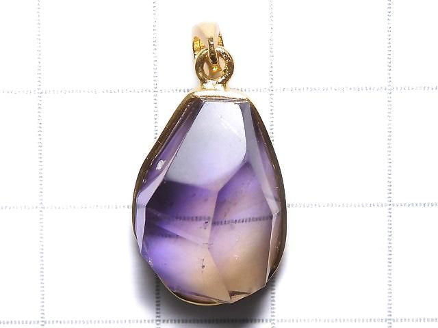 [Video][One of a kind] High Quality Ametrine AAA- Faceted Pendant 18KGP NO.28