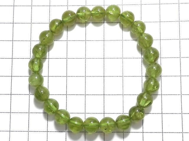[Video][One of a kind] Peridot AA++ Round 8mm Bracelet NO.27