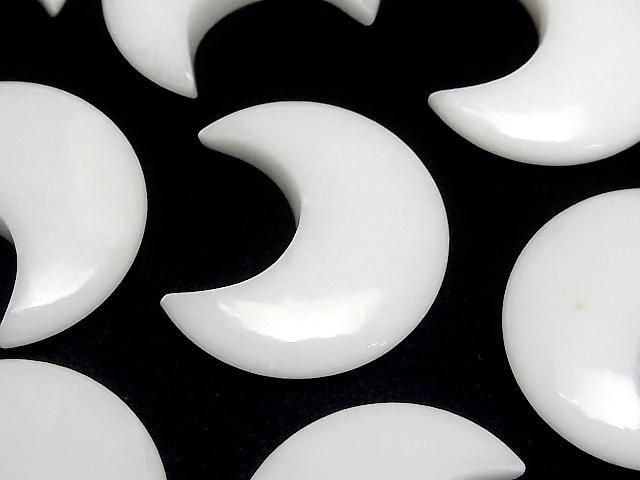 [Video] White Jade Moon Motif 30x26mm 2pcs