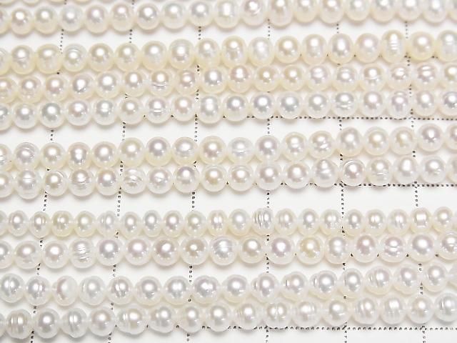 [Video] Fresh Water Pearl AA White Potato 4mm 1strand beads (approx. 15 inches/37 cm)