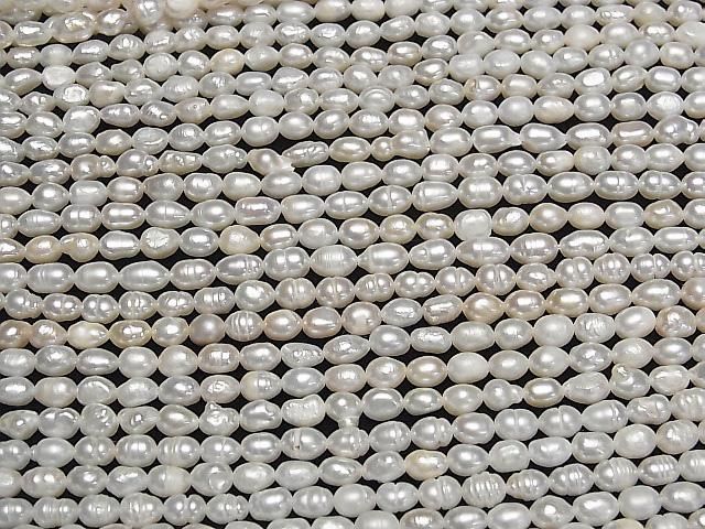 [Video] Fresh Water Pearl AA Rice-Baroque 6x5x5mm White 1strand beads (approx. 13 inches/33 cm)