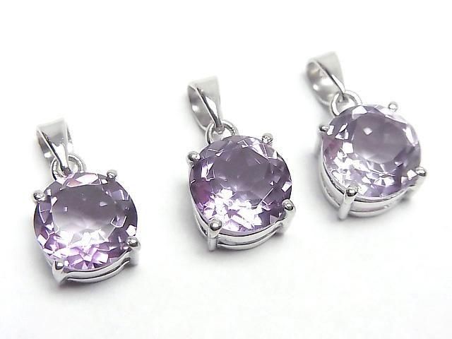 [Video] High Quality Amethyst AAA Round Faceted 10x10mm Pendant Silver925
