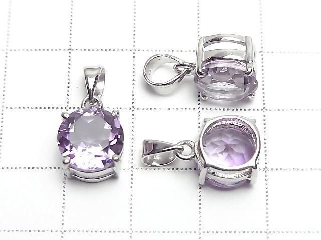 [Video] High Quality Amethyst AAA Round Faceted 10x10mm Pendant Silver925
