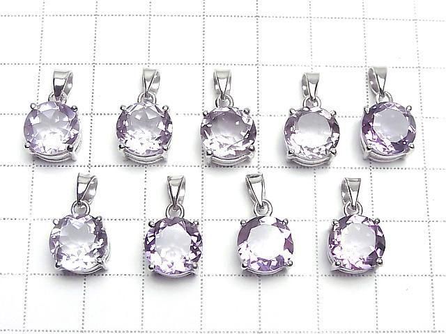 [Video] High Quality Amethyst AAA Round Faceted 10x10mm Pendant Silver925