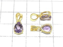 [Video] High Quality Amethyst AAA Pear Shape Faceted 9x7mm Pendant 18KGP