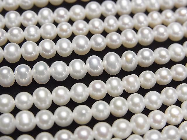 [Video] Fresh Water Pearl AA++ Potato 4mm White 1strand beads (approx. 15 inches/37 cm)