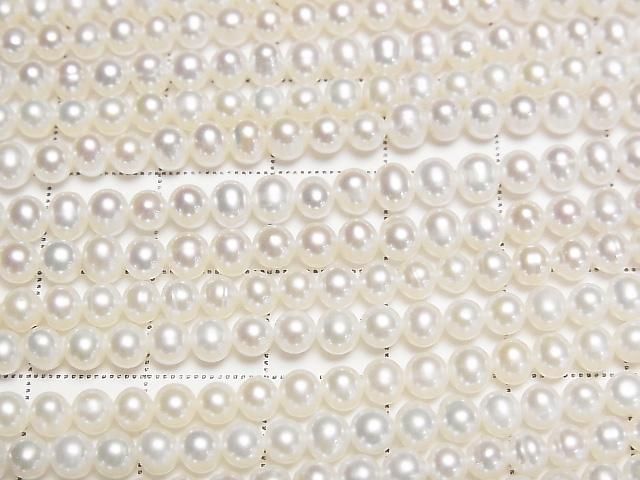 [Video] Fresh Water Pearl AA++ Potato 4mm White 1strand beads (approx. 15 inches/37 cm)