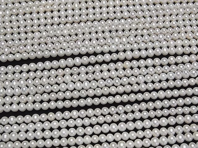 [Video] Fresh Water Pearl AA++ Potato 4mm White 1strand beads (approx. 15 inches/37 cm)