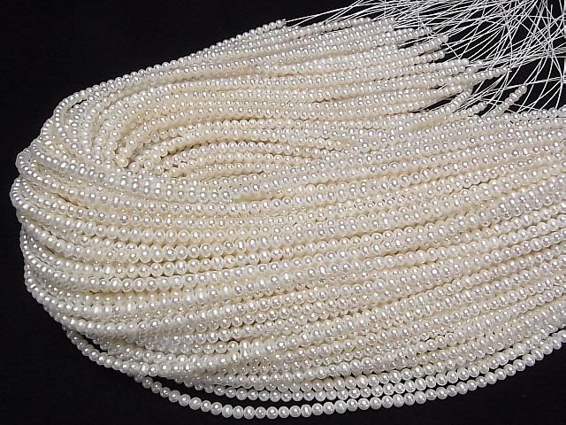[Video] Fresh Water Pearl AA++ Potato 4mm White 1strand beads (approx. 15 inches/37 cm)