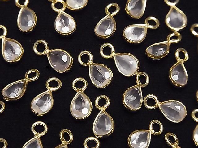 [Video] High Quality Rose Quartz AAA Bezel Setting Pear Shape Faceted 7x5mm 18KGP 2pcs