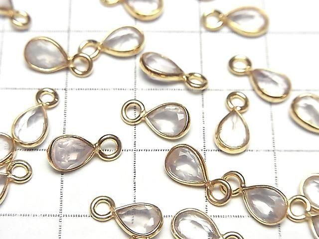 [Video] High Quality Rose Quartz AAA Bezel Setting Pear Shape Faceted 7x5mm 18KGP 2pcs