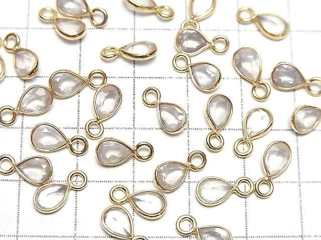 [Video] High Quality Rose Quartz AAA Bezel Setting Pear Shape Faceted 7x5mm 18KGP 2pcs