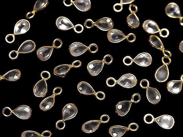 [Video] High Quality Rose Quartz AAA Bezel Setting Pear Shape Faceted 7x5mm 18KGP 2pcs