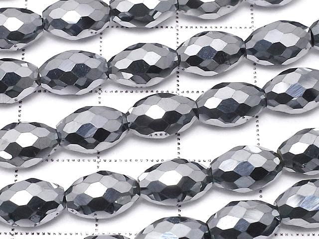 [Video]High Quality! Terahertz Faceted Rice 9x6x6mm half or 1strand beads (aprx.14inch/34cm)