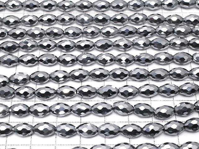 [Video]High Quality! Terahertz Faceted Rice 9x6x6mm half or 1strand beads (aprx.14inch/34cm)