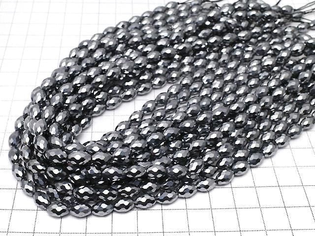 [Video]High Quality! Terahertz Faceted Rice 9x6x6mm half or 1strand beads (aprx.14inch/34cm)