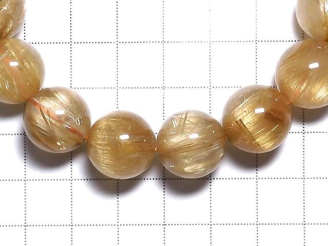 [Video][One of a kind] Rutilated Quartz AAA++ Round 14.5mm Bracelet NO.603