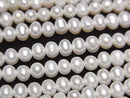 [Video] Fresh Water Pearl AA+ Potato Rondelle 3.5-4mm White 1strand beads (approx. 15 inches/37 cm)