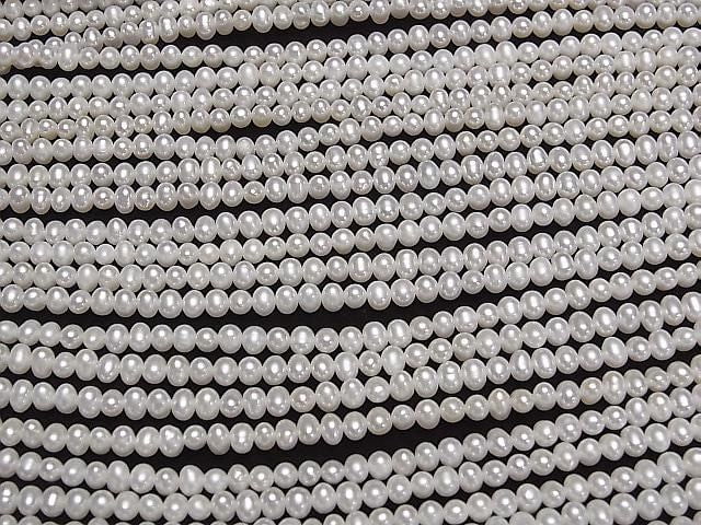 [Video] Fresh Water Pearl AA+ Potato Rondelle 3.5-4mm White 1strand beads (approx. 15 inches/37 cm)